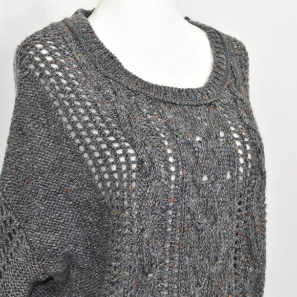 NWT Decree Crop Cable Knit Sweater Grey Size Small - Picture 2 of 11